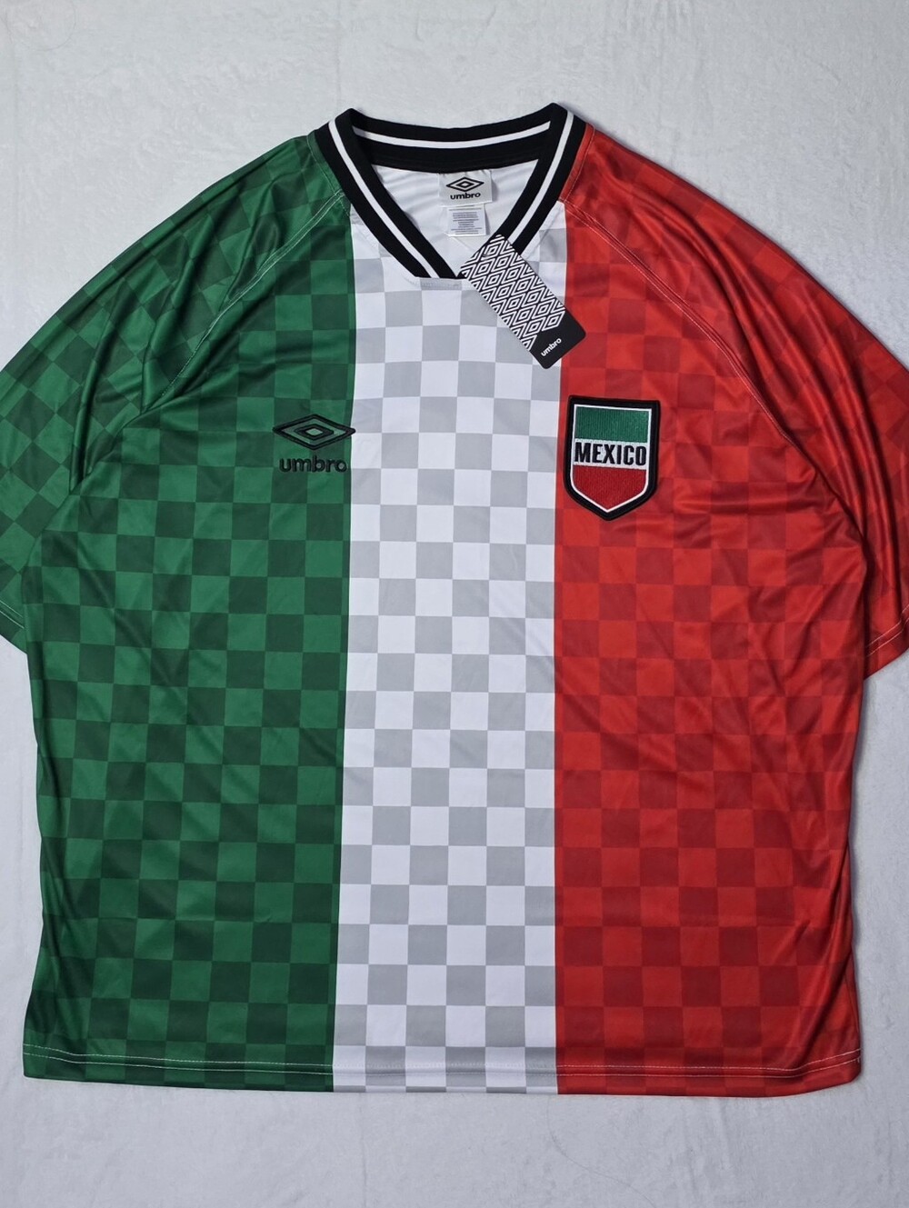 Umbro Mexico Soccer Jersey Shirt Men’s XL Green White Red Checkered Tricolor